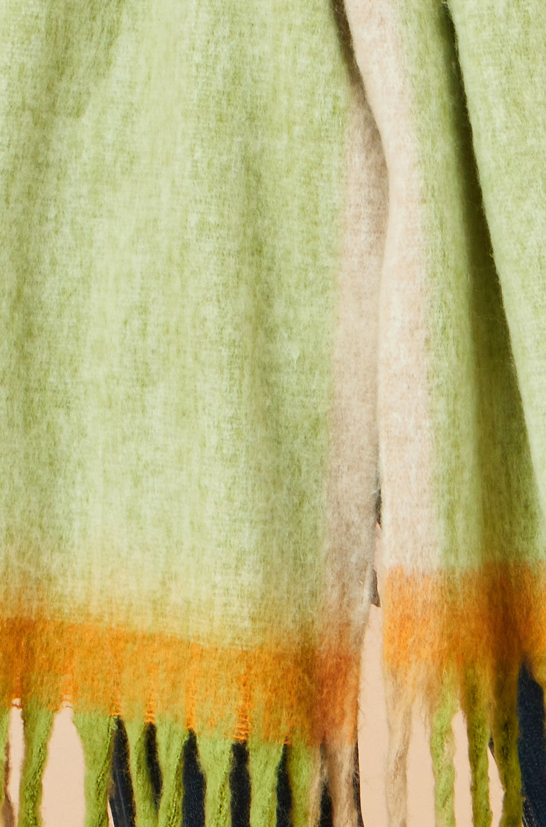 Yumi Green scarf with green and orange colour block design made of 100% polyester