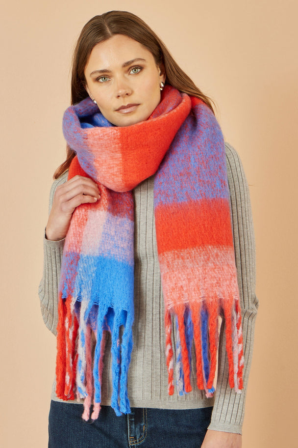 Orange And Black Check Soft Scarf Yumi