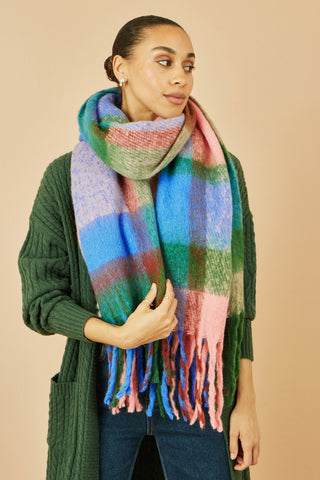 Blue And Pink Check Soft Scarf - Ezeyor