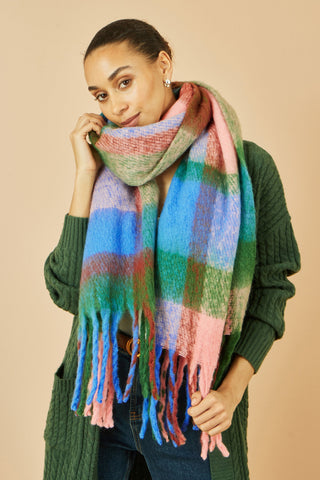 Blue And Pink Check Soft Scarf - Ezeyor