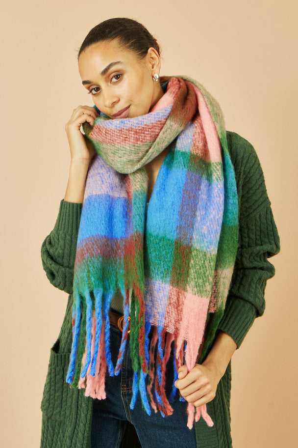 Blue And Pink Check Soft Scarf - Ezeyor