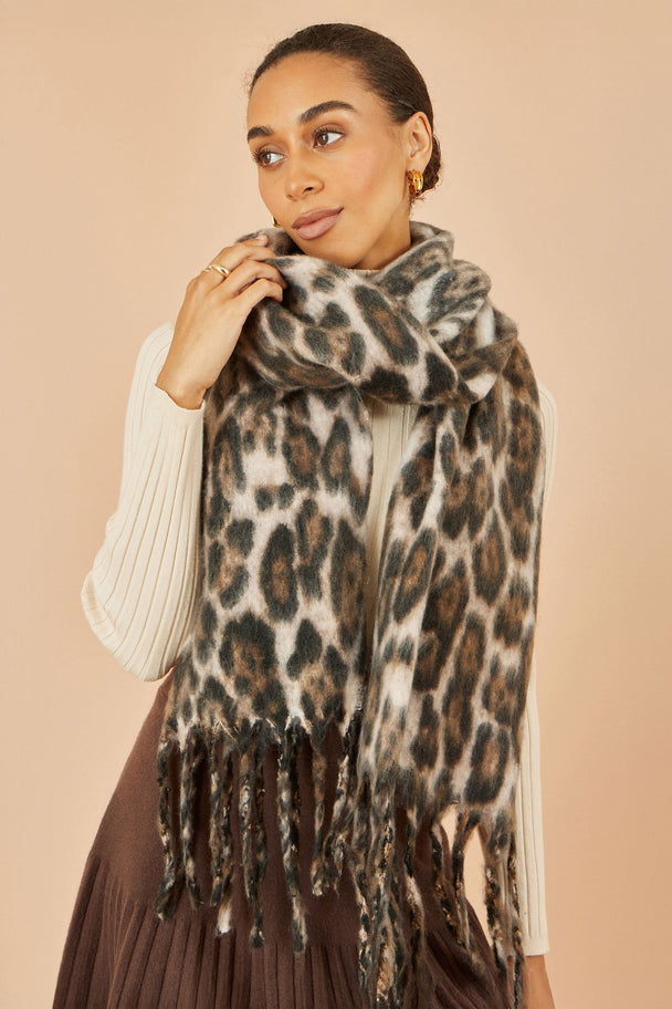 Brown Leopard Print Soft Scarf Yumi