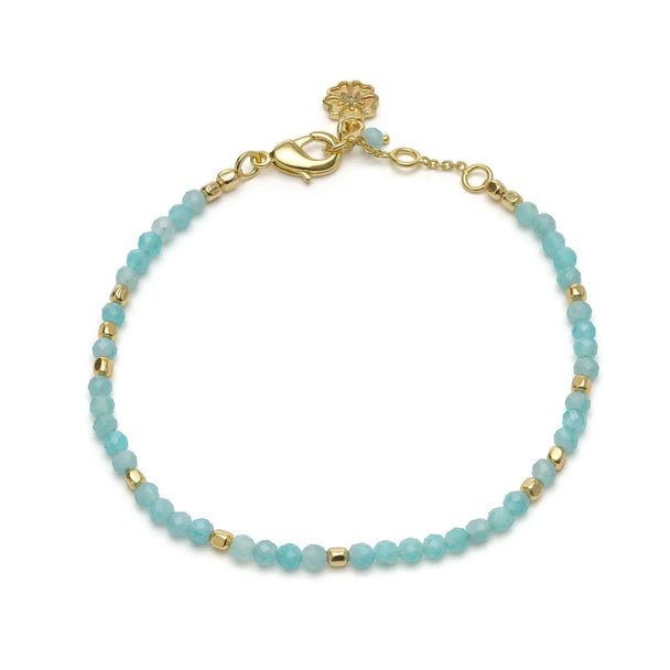 Milos Gemstone bracelet with amazonite beads and 22k gold adjustable chain