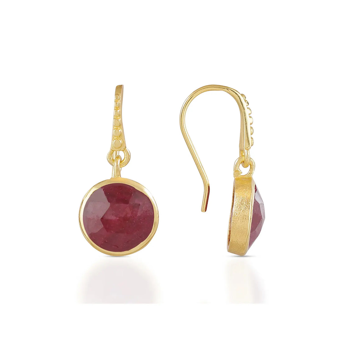 Charis Round Gemstone Earrings | Azuni London 22K Gold | Ruby Quartz Azuni London