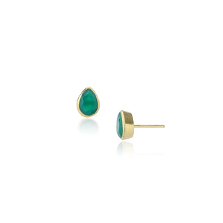 Simi Gemstone Studs green onyx teardrop earrings 22k gold handcrafted