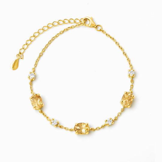 Citrine Bracelet | 18k Gold Vermeil | Natural Gemstones with Simulated Diamonds Vianne Jewellery