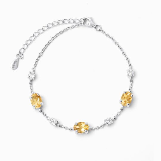 Citrine Bracelet | Sterling Silver | Natural Gemstones with Simulated Diamonds Vianne Jewellery