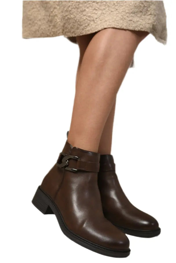 Buckle Side Zipper Closure Ankle Boots Kenike