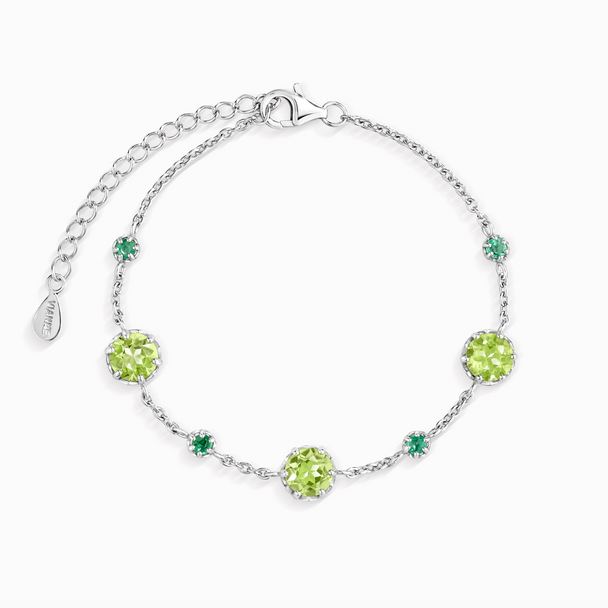 Emerald & Peridot Bracelet in Sterling Silver Vianne Jewellery