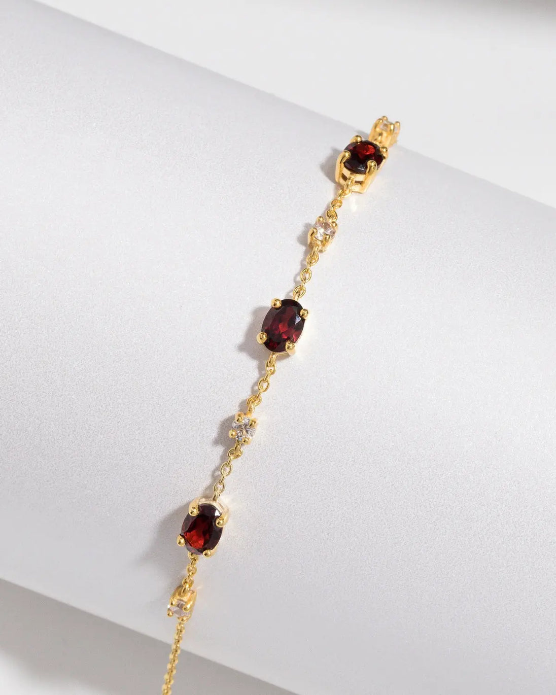 Garnet Bracelet | 18k Gold Vermeil | Natural Gemstones with Simulated Diamonds Vianne Jewellery