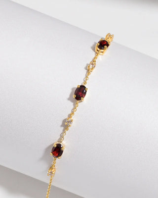 Garnet Bracelet | 18k Gold Vermeil | Natural Gemstones with Simulated Diamonds Vianne Jewellery