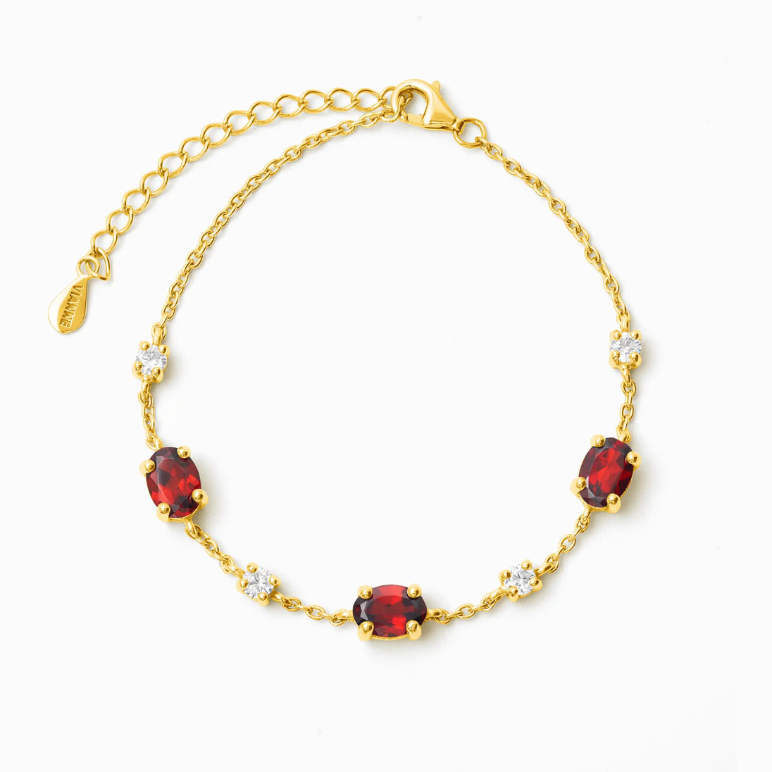 Garnet Bracelet | 18k Gold Vermeil | Natural Gemstones with Simulated Diamonds Vianne Jewellery