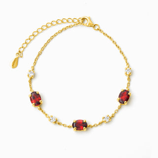 Garnet Bracelet | 18k Gold Vermeil | Natural Gemstones with Simulated Diamonds Vianne Jewellery