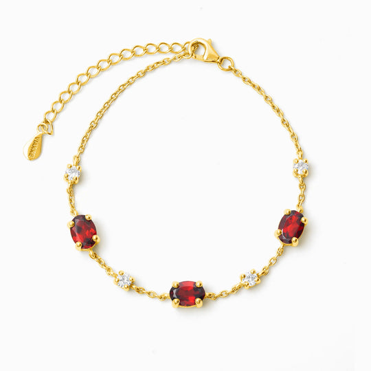 Garnet Bracelet | 18k Gold Vermeil | Natural Gemstones with Simulated Diamonds Vianne Jewellery