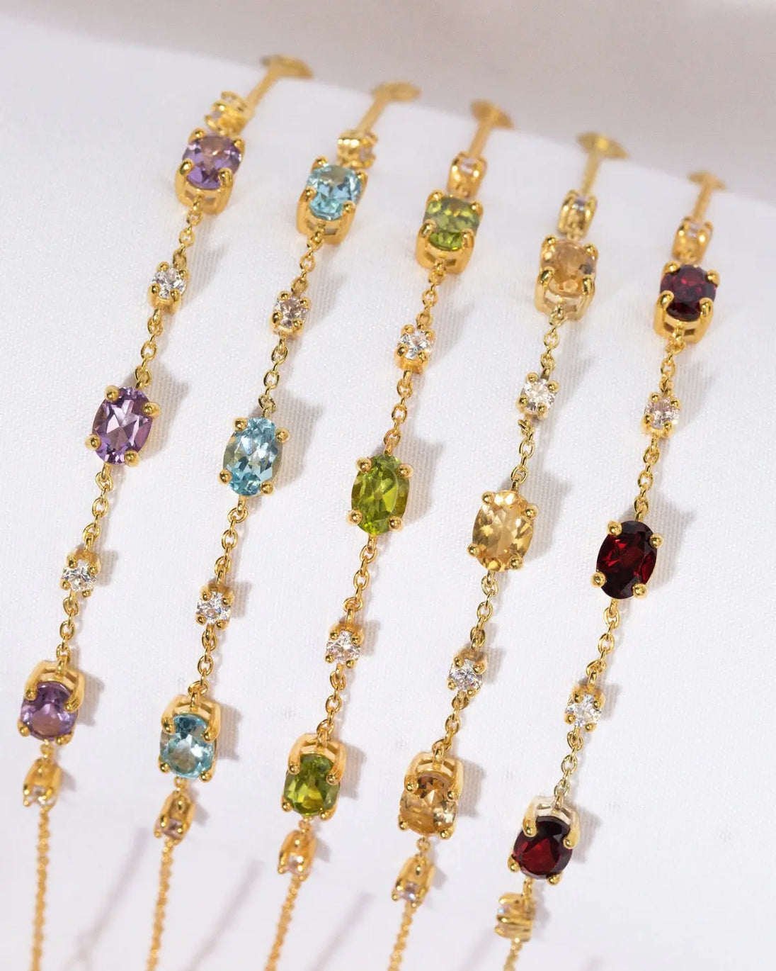 Garnet Bracelet | 18k Gold Vermeil | Natural Gemstones with Simulated Diamonds Vianne Jewellery