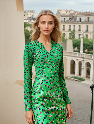 Green Floral Midi Dress