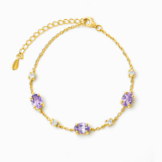 Lavender Amethyst Bracelet | 18k Gold Vermeil | Natural Gemstones with Simulated Diamonds Vianne Jewellery
