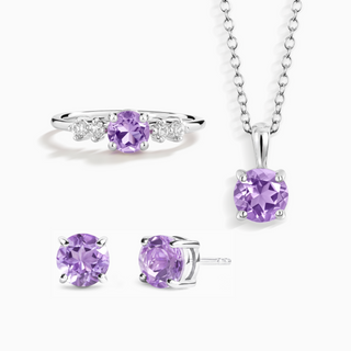 Lavender Amethyst Everyday Jewellery Gift Set in Sterling Silver Vianne Jewellery