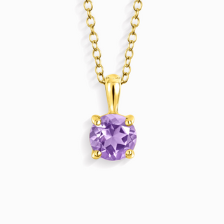 Lavender Amethyst Solitaire Pendant Necklace in 18k Gold Vermeil Vianne Jewellery