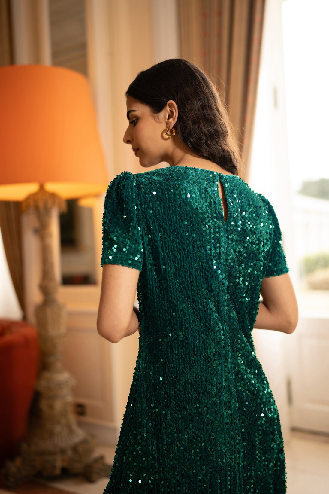 Green Sequin Tunic Dress - Ezeyor
