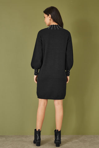 Black Detail Knitted Relaxed Jumper Dress Yumi