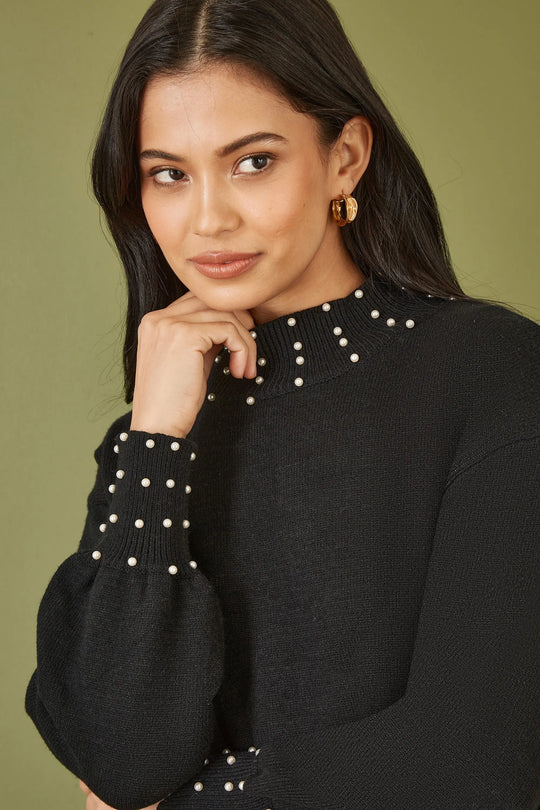 Yumi Black Detail Knitted Relaxed Jumper Dress Yumi