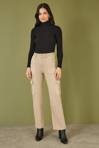 Black Ribbed Knit Roll Neck Jumper Yumi