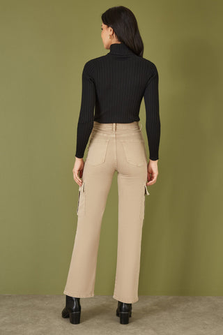 Black Ribbed Knit Roll Neck Jumper Yumi