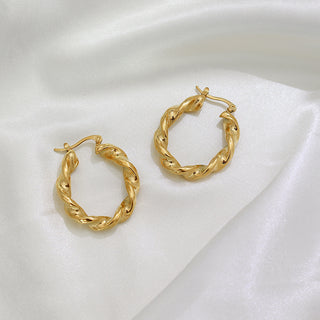 Gold Twisted Hoop Earrings