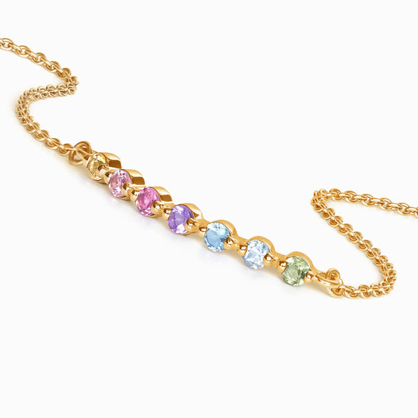 Pastel Rainbow Gemstone Bracelet | 18k Gold Vermeil | 7 Natural Gemstones Vianne Jewellery
