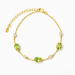 Peridot Bracelet | 18k Gold Vermeil | Natural Gemstones with Simulated Diamonds Vianne Jewellery