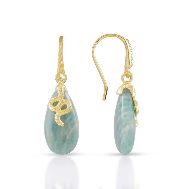 Medusa Gemstone Drop Earrings | Azuni London 22K Gold | Amazonite Azuni London