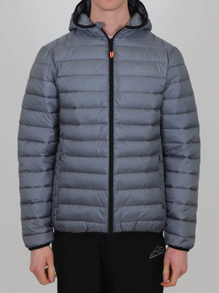 Men's Grey Winter Steep Padded Jacket with Hood and Full Zip Closure