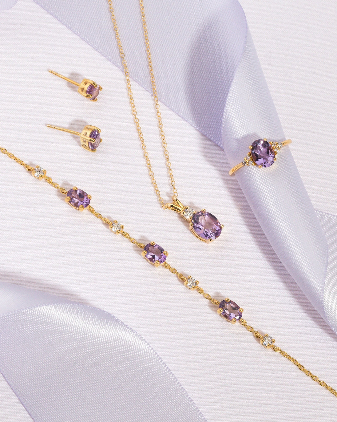 Mini Set 2 - Amethyst Jewellery Set in 18k Gold Vermeil Vianne Jewellery
