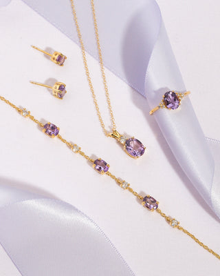 Mini Set 2 - Amethyst Jewellery Set in 18k Gold Vermeil Vianne Jewellery