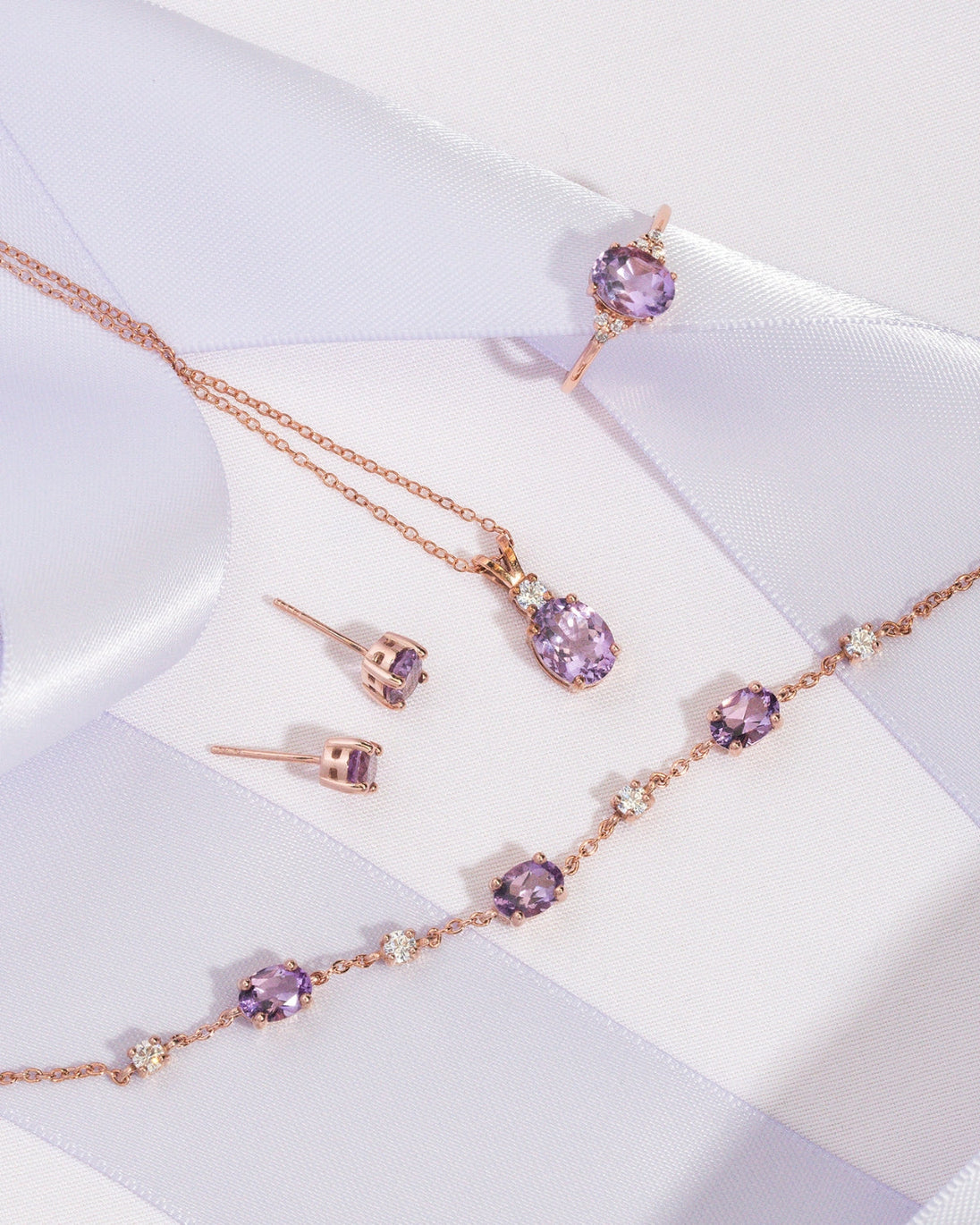 Mini Set 2 - Amethyst Jewellery Set in 18k Rose Gold Vermeil Vianne Jewellery