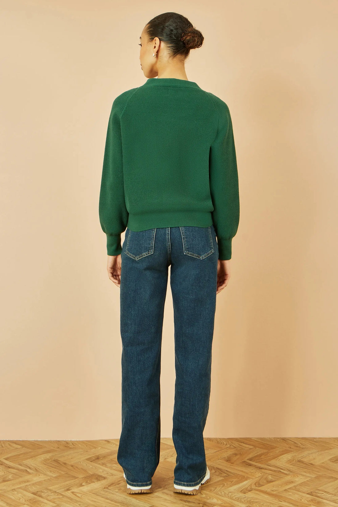 Yumi Green Relaxed Fit Cardigan With Stitch Detail Yumi