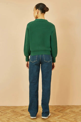 Yumi Green Relaxed Fit Cardigan With Stitch Detail Yumi