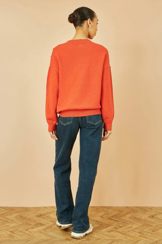 Orange Heart Knit Relaxed Jumper - Ezeyor