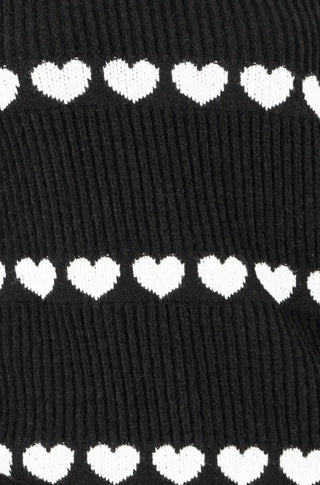 Black Knitted Jumper With Heart Stripes - Ezeyor