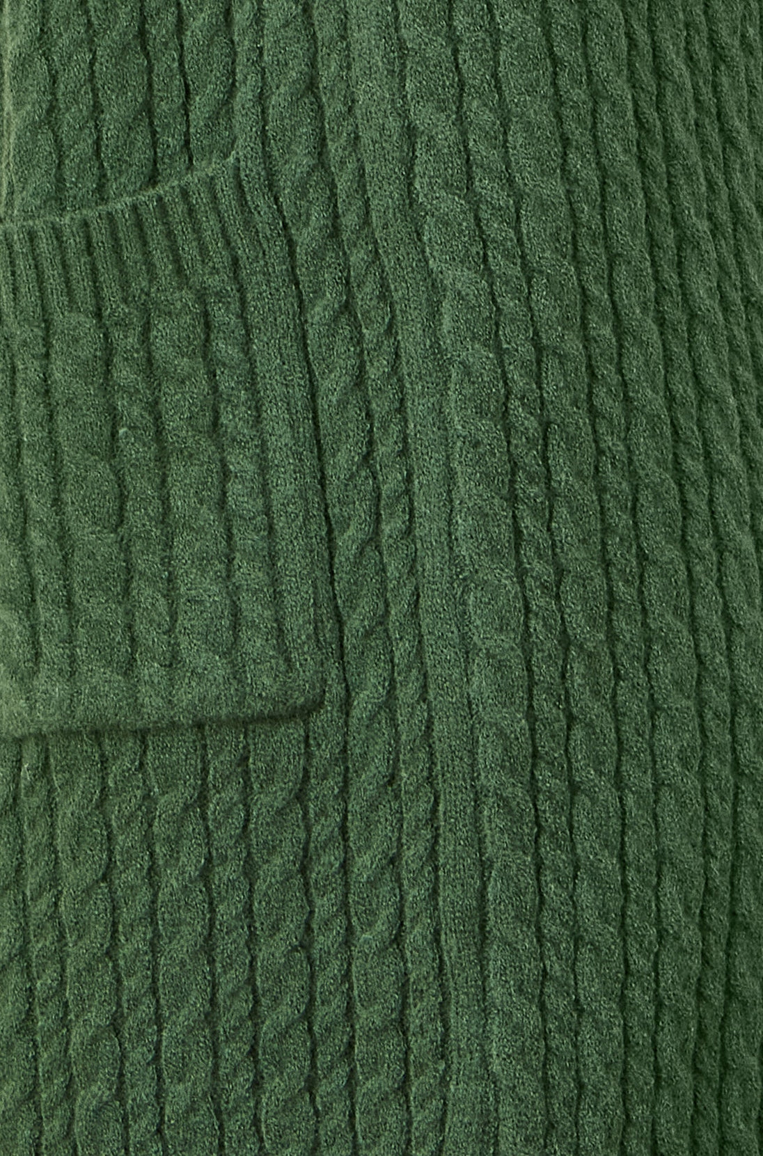 Green Cable Knit Edge to Edge Long Cardigan With Pockets - Ezeyor