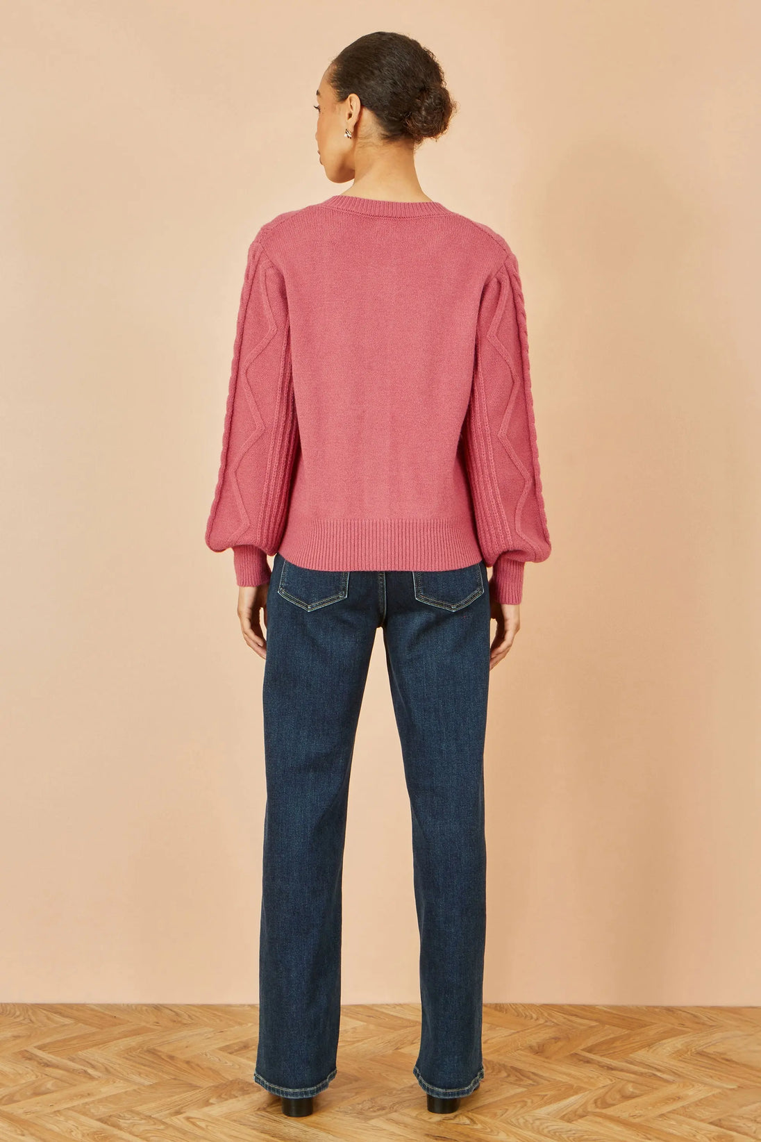 Yumi Pink Relaxed Fit Cable Cardigan Yumi