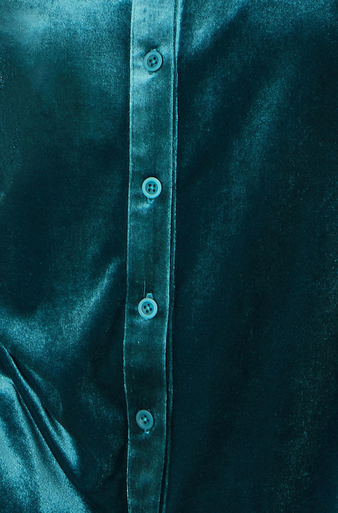 Yumi Teal Velvet Relaxed Fit Shirt Yumi