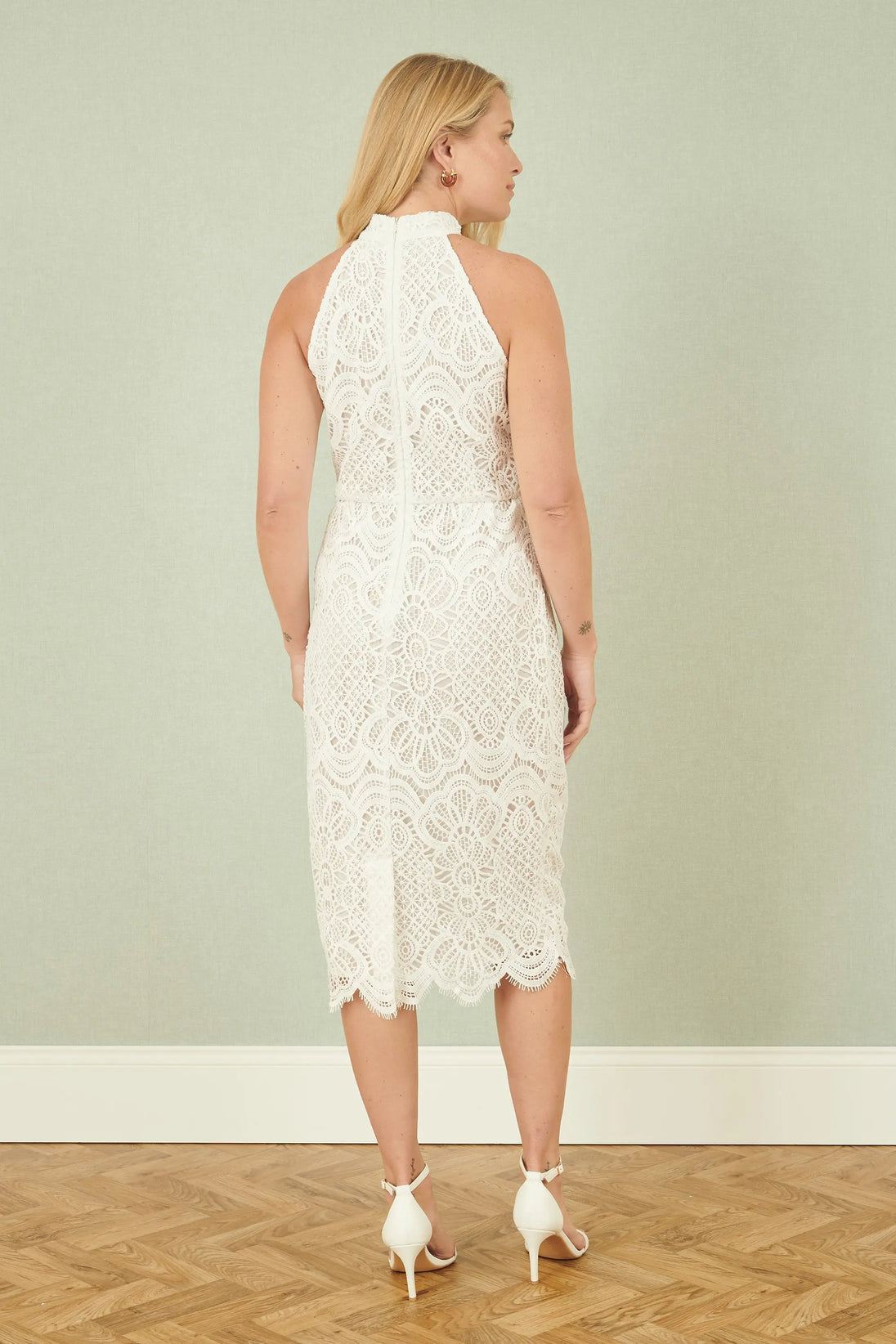 Yumi Ivory Lace Halter Neck Dress Yumi