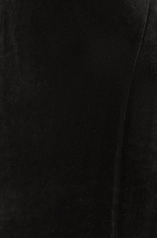 Black Velvet Midi Dress With Slash Neckline and Sheer Sleeves Yumi