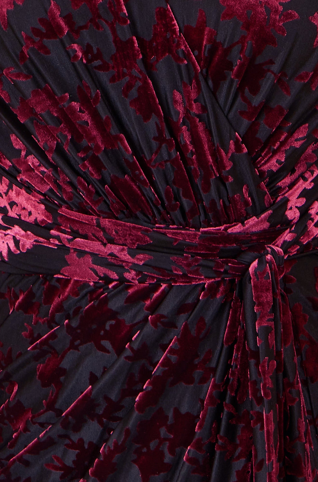 Yumi Burgundy Velour Stretch Midi Dress With Long Sleeves Yumi