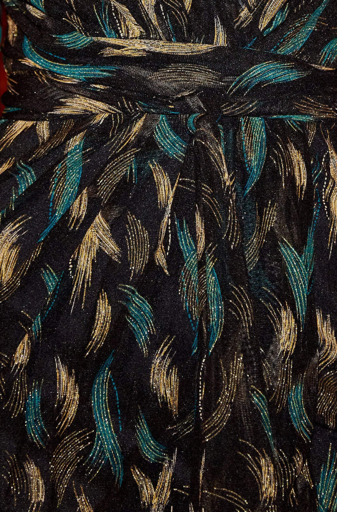 Black Metallic Sparkle Mesh Wrap Midi Dress - Ezeyor