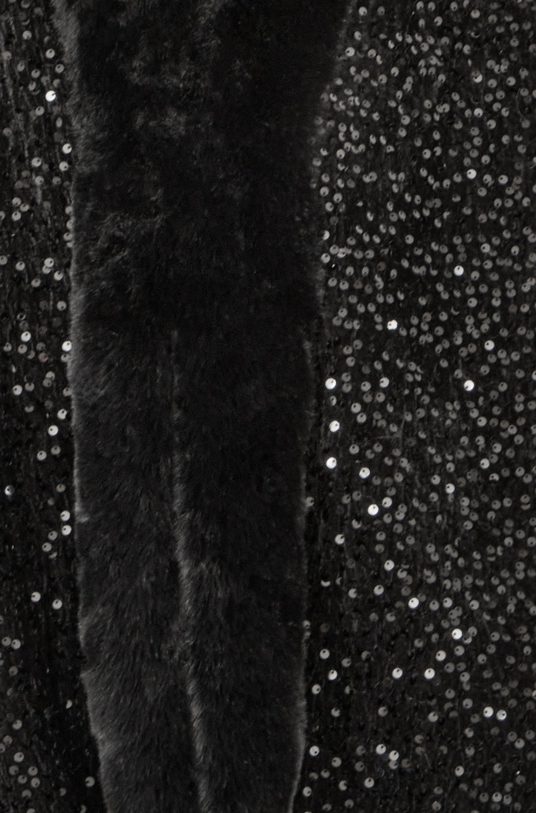 Black Sequin Cape with Faux Fur Trim and Lining - Ezeyor