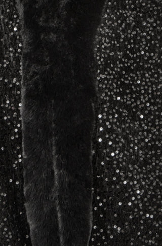 Black Sequin Cape with Faux Fur Trim and Lining - Ezeyor
