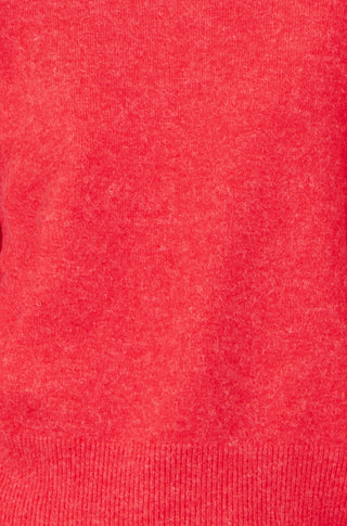 Red Knitted Balloon Sleeve Textured Jumper - Ezeyor